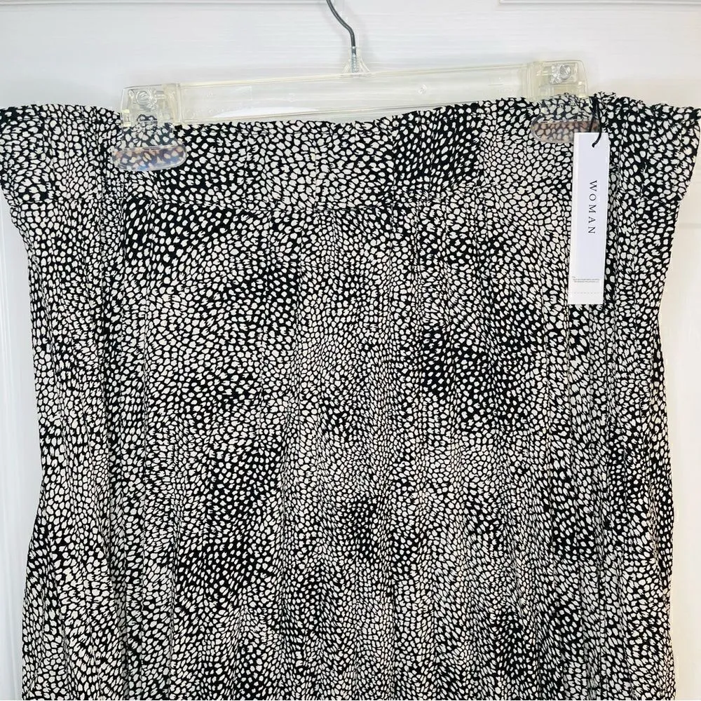 T Tahari Dotted Pleated Skirt A-Line Cream Black Mini Skin 1X - Image 4