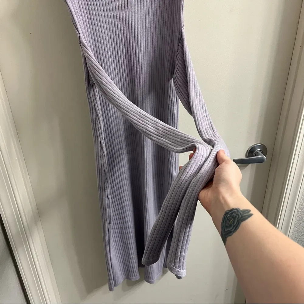 Good American Belted Body Dress Ribbed Lilac Mist Style GDS0008 Size XL - Image 9