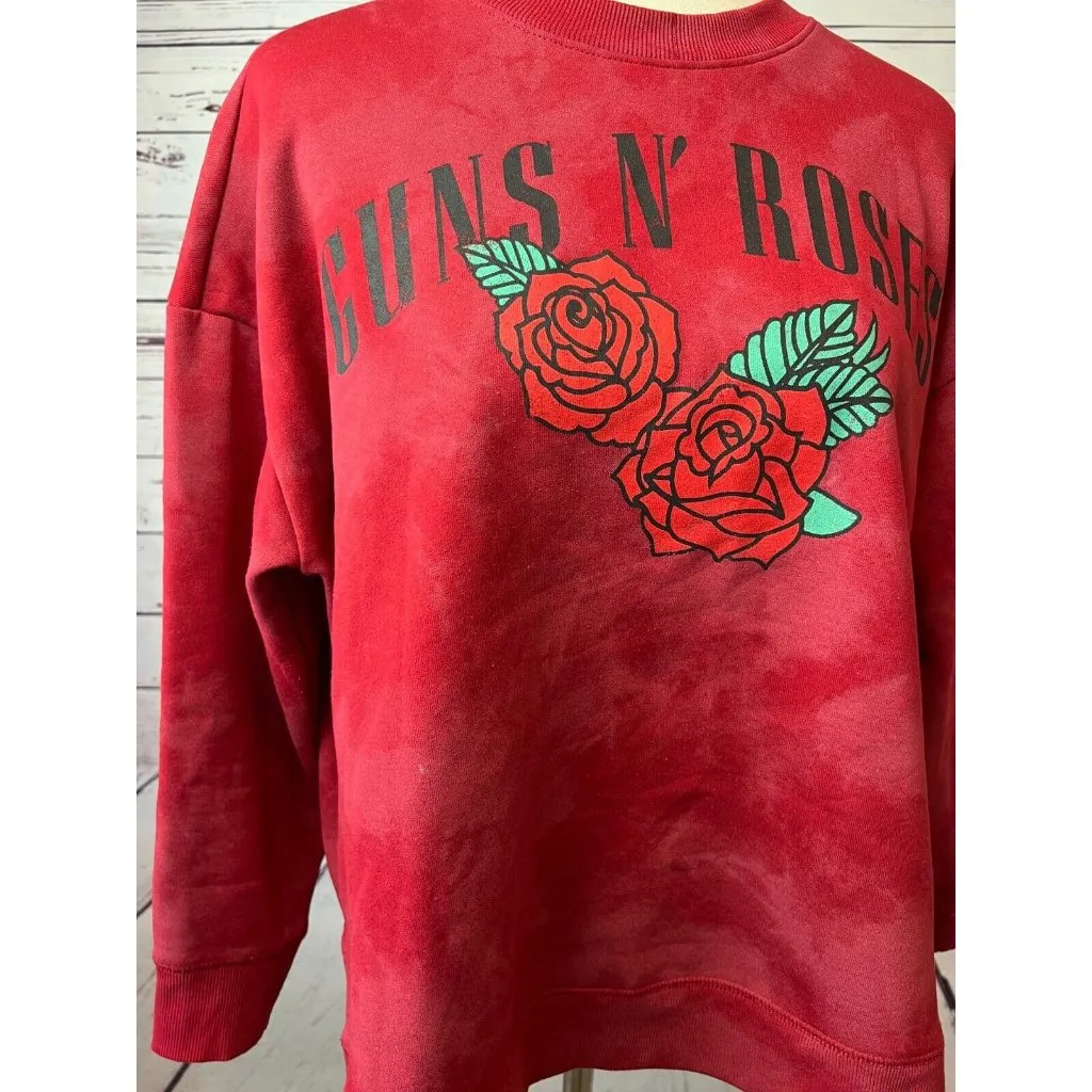 Guns N Roses Sweatshirt Plus 14W 0X Red Pullover Womens Tie Dye Graphic - Image 2