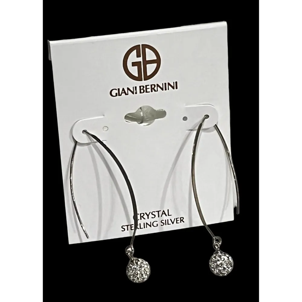 NEW Giani Bernini Crystal Ball Cluster Threader EARRINGS Sterling Silver Dangle - Image 3