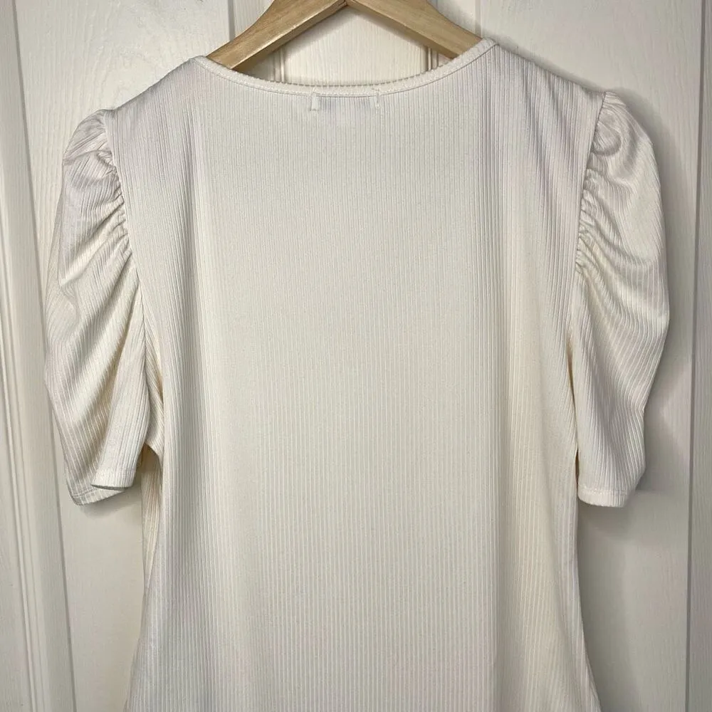 Ophelia Rae Ribbed Half Sleeve Bodysuit (Cream) - Image 10