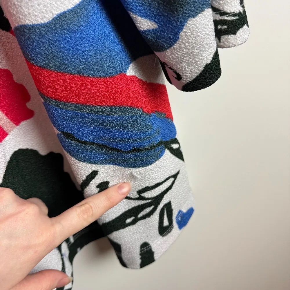 Ali Miles Floral Print Open Front‎ Cardigan Sz 1X Artsy Colorful Duster Jacket White - Image 4