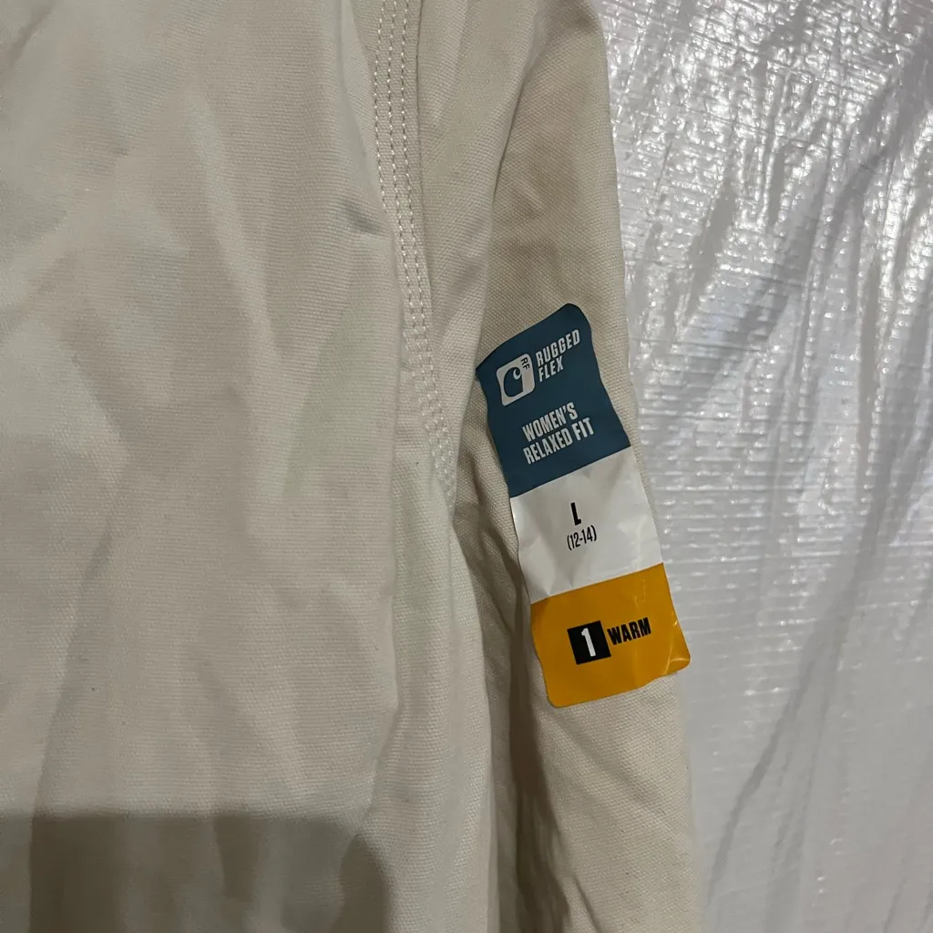 NEW FLAWED Carhartt Cream Relaxed Fit Rugged Flex Jacket Size Large - Image 4