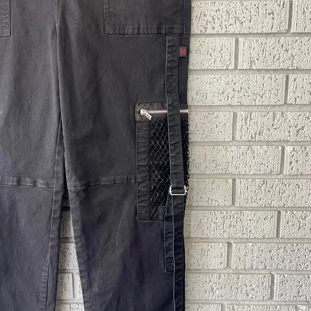 Royal Bones by Tripp NYC Cargo Pants Mesh Pockets Strappy Goth Size 13 - Image 5