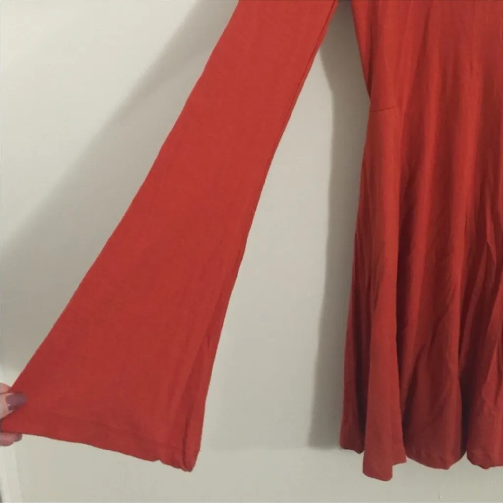 ASOS orange bell-Sleeved Dress - Image 2