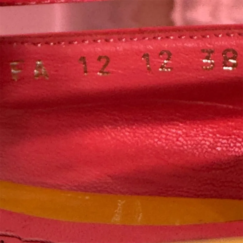 Christian Dior 38 US 7.5 Patent Leather Ballet Flats Bow Pointed Coral Pink‎ - Image 2