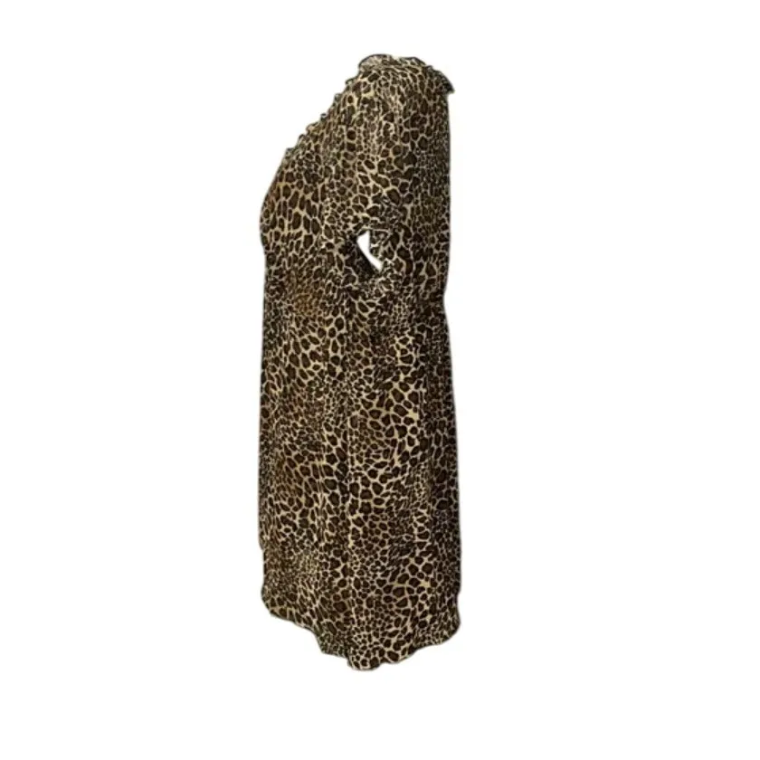 Belle Nuit Leopard Print Cover Up Dress Sheer Lightweight Plus Size 3X‎ Brown - Image 3