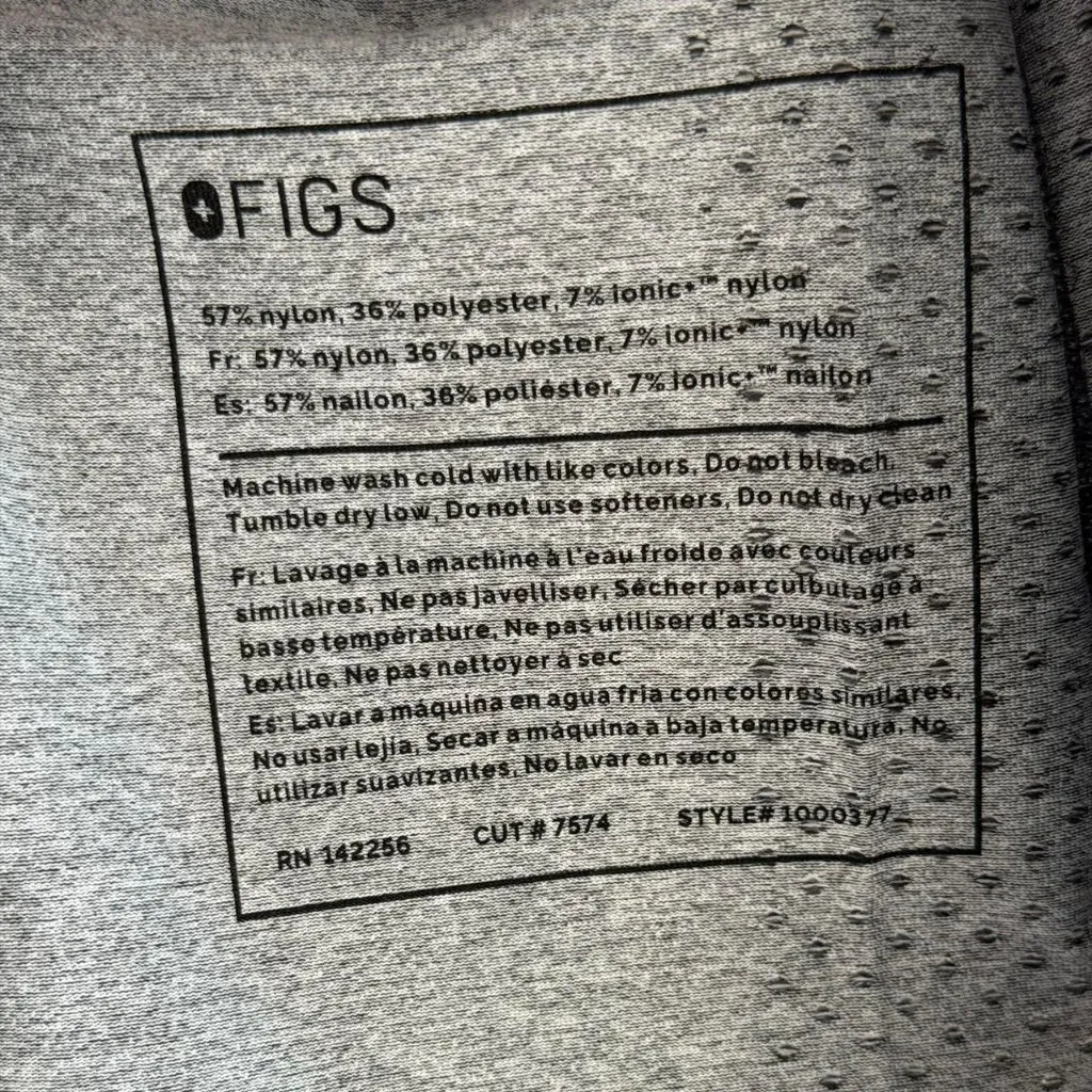 Figs Salta Seamless Longsleeve Underscrub in Graphite, Size Large - Image 7