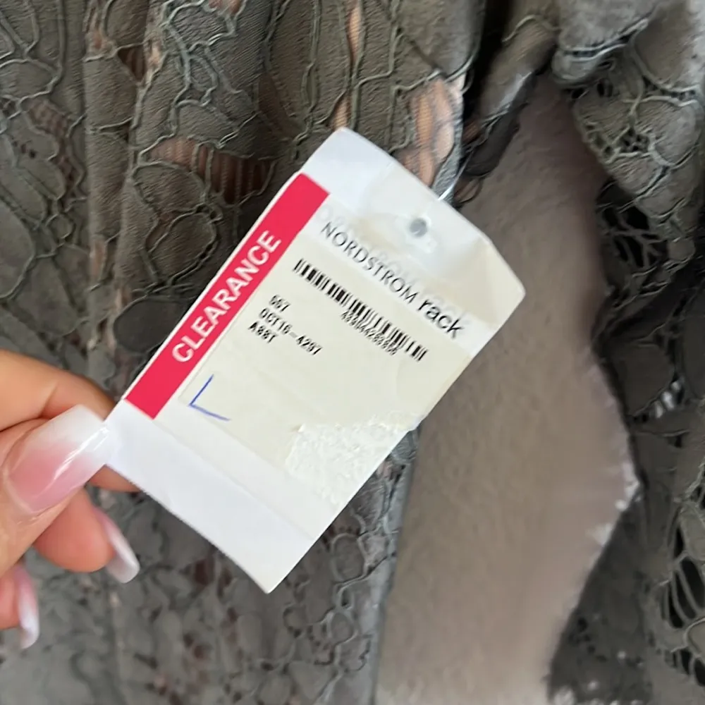 NWT Nordstrom Soieblu Gray Lace Modest Dress Mother of the Bride Wedding Event L - Image 4