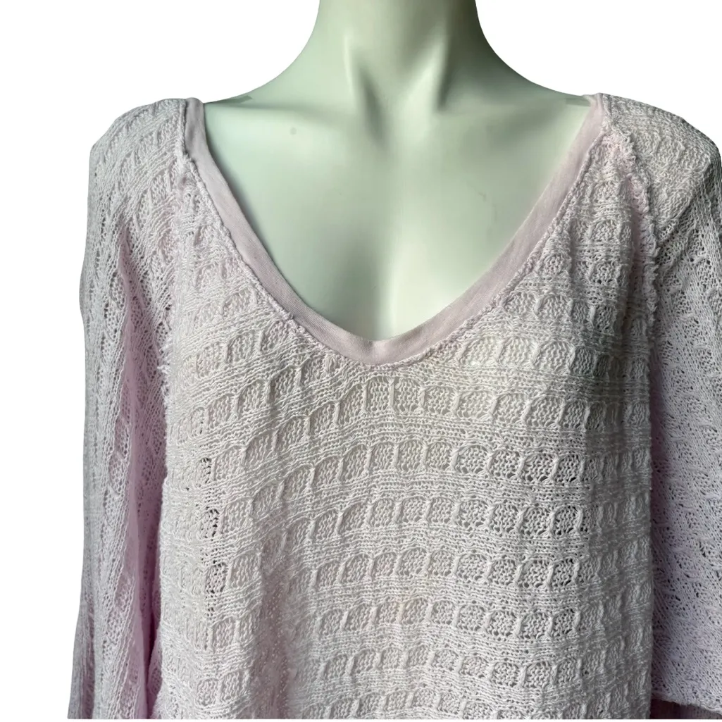 Free People We The Free Thiens Hacci Powder Pink V Neck Lightweight Sweater, XL - Image 5