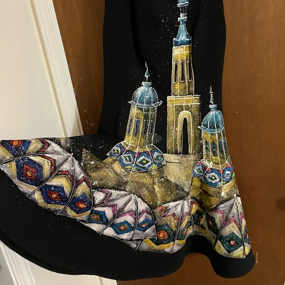 Tiny Ink black mini dress hand painted artisan - Image 4