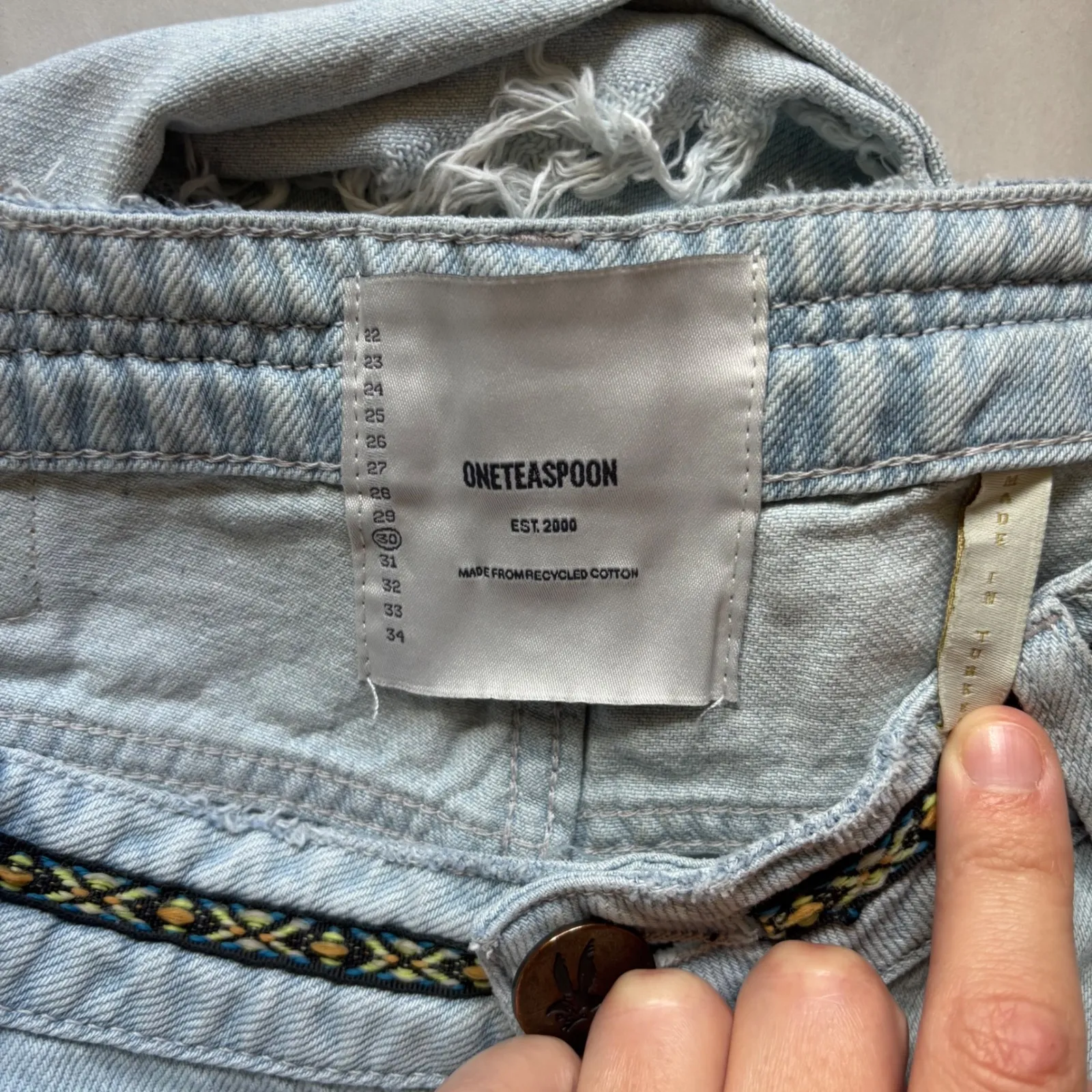 One Teaspoon Streetwalkers High‎ Waist 80S Fit Denim Shorts Aztec Blue Size 30 - Image 5