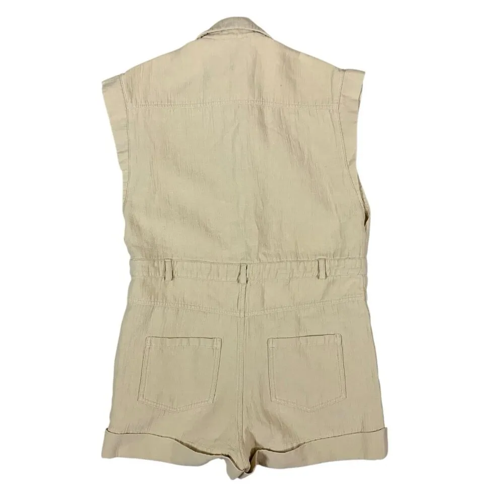 IRO Paris Utility Romper Sleeveless Yellow Linen Blend Size‎ 38 - Image 4
