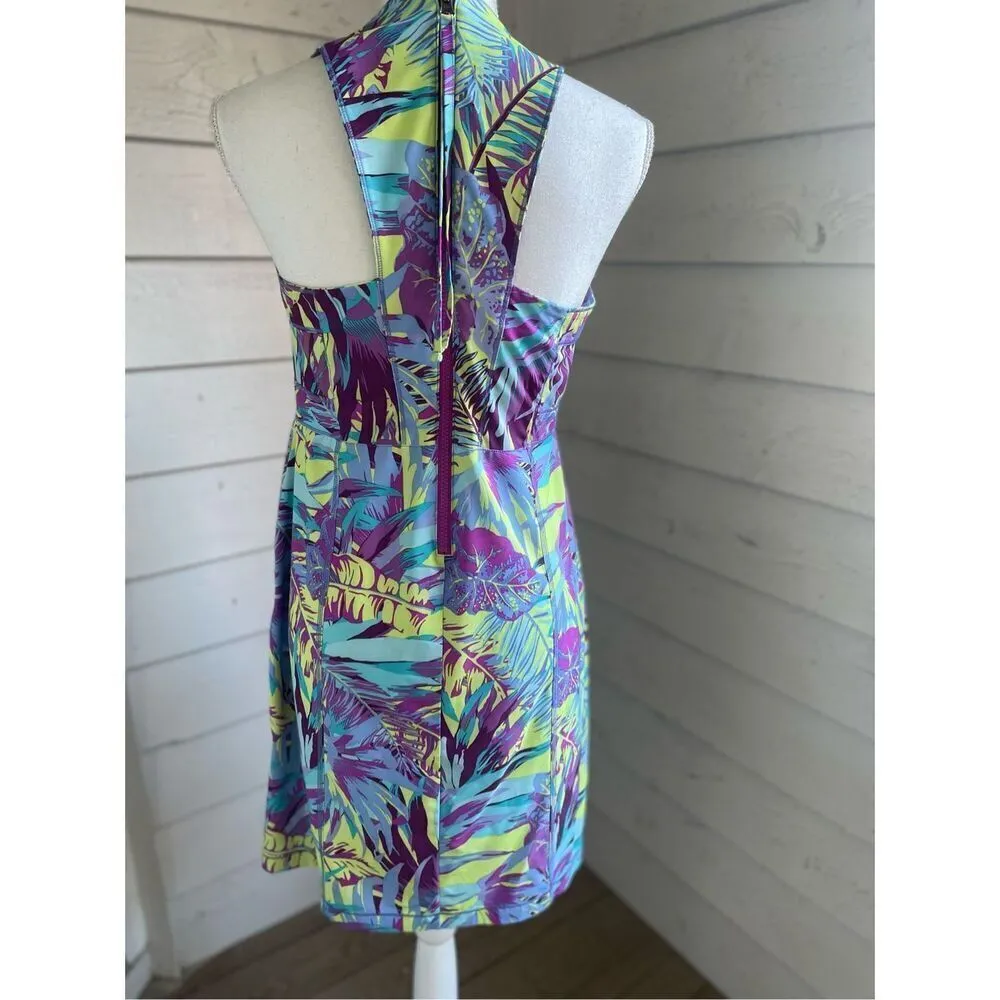 Title Nine Sleeveless active wear Sports Dress padded bra Tropical Palm Size 8 - Image 13