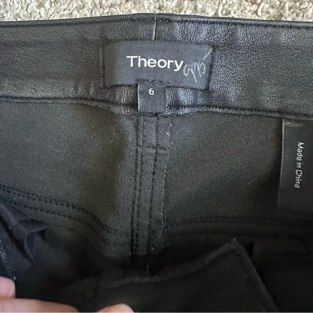 Theory Bristol Black High Rise Lamb Leather Pants - Image 6