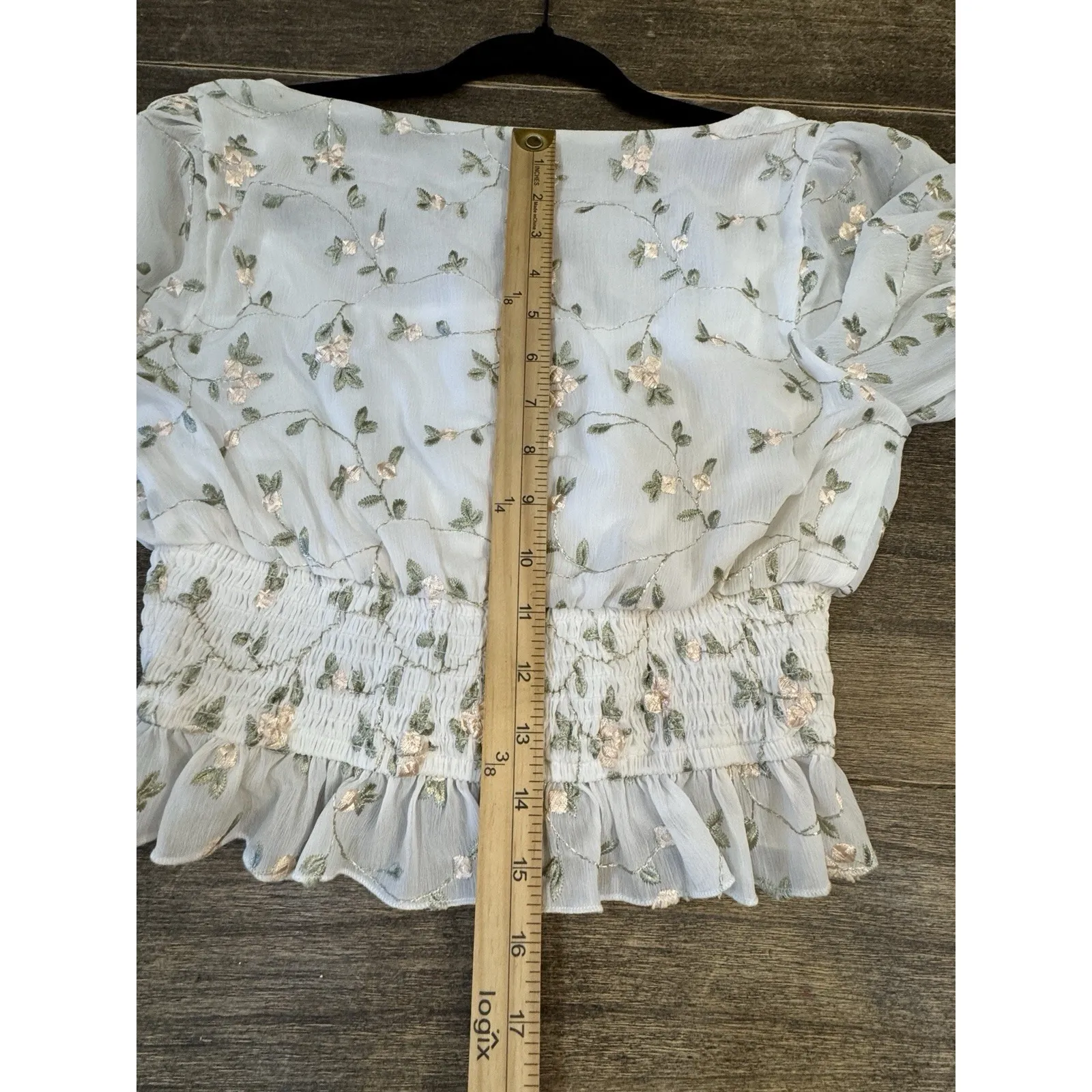 Majorelle Emerson floral crop top Lace Up Sheer balloon sleeves White Fairy Core - Image 12