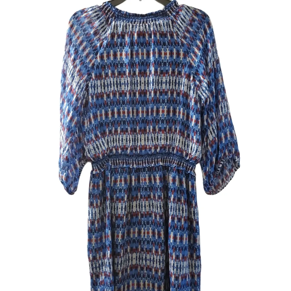 Shoshanna $338 Blue Multicolor BOHO Longsleeve Dress 2 - Image 9