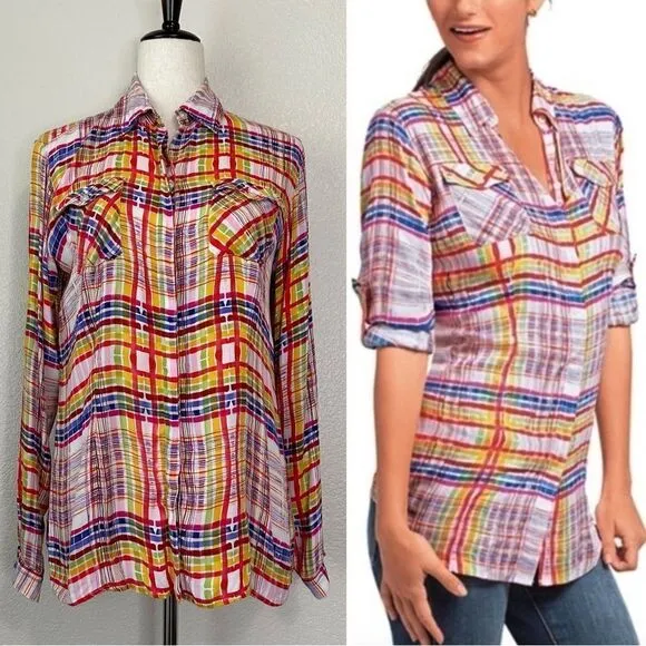 CAbi Cirque Colorful Plaid Button Down Shirt - Image 2