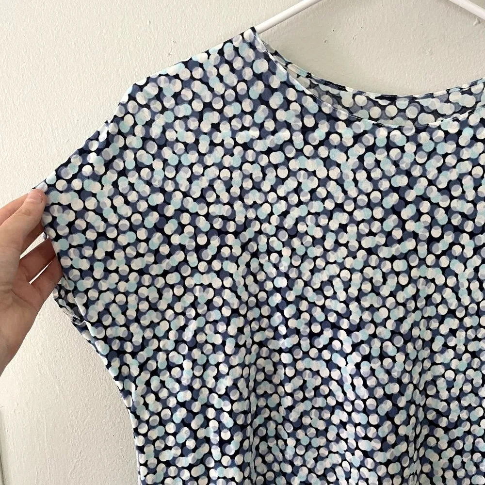 Handmade blue and white polka dotted spots summer dress lightweight modest - Image 2