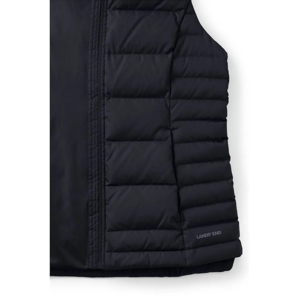 LANDS END WOMENS SMALL BLACK OUTWEAR DOWN PUFFER 600 VEST ZIPPER PADDED - Image 3