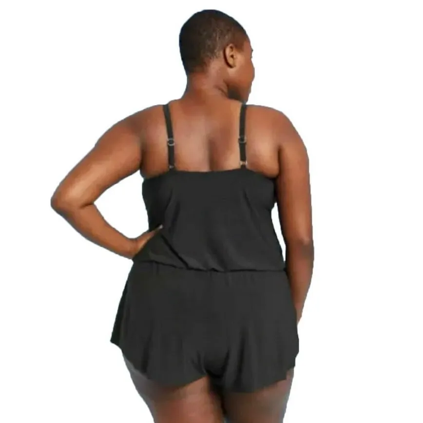 Aqua Green High-Neck Swim Romper with Pockets Swim Suit Shorts XL 16 18 New NWT - Image 6