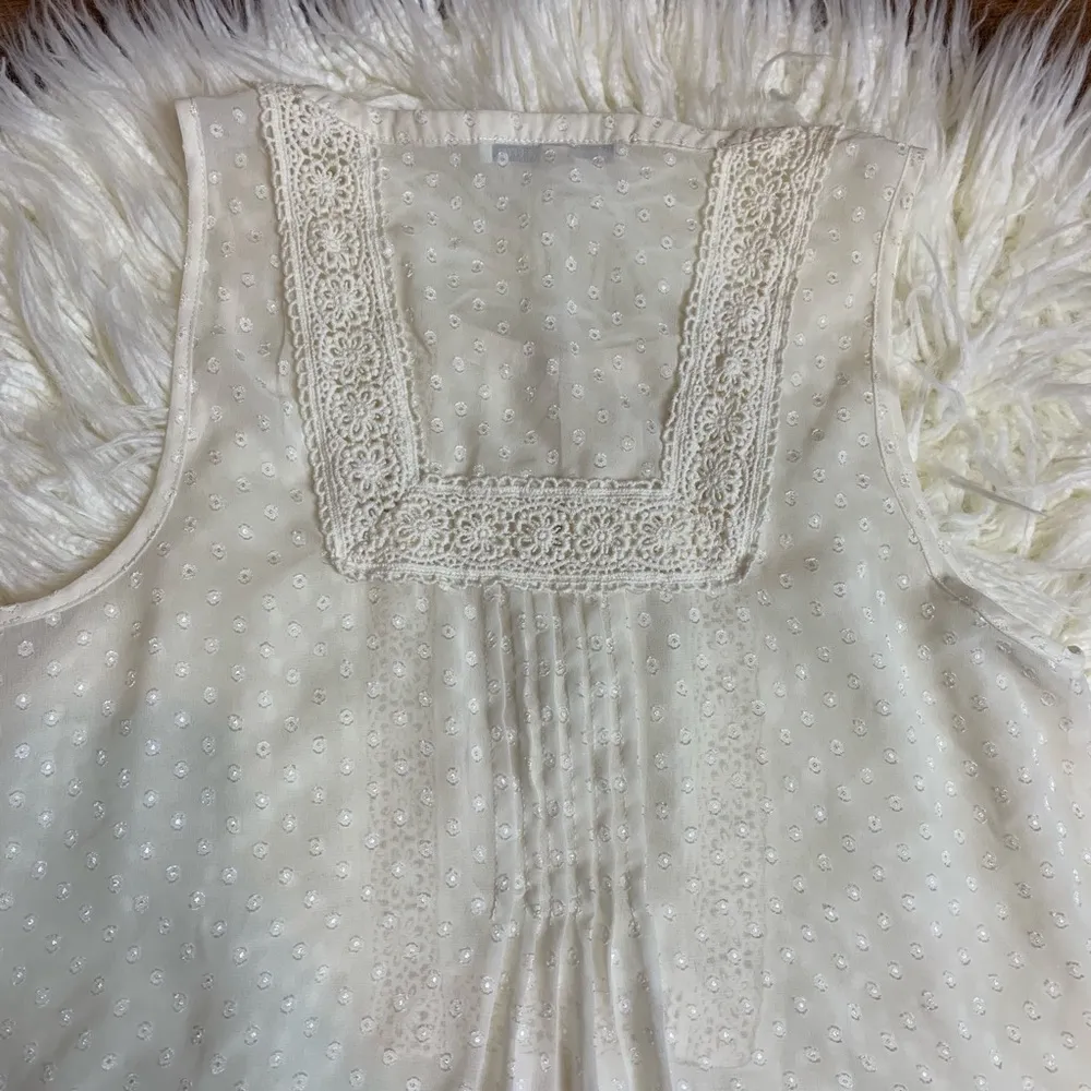 Daniel Rainn blouse sz S semi sheer ivory textured - Image 7