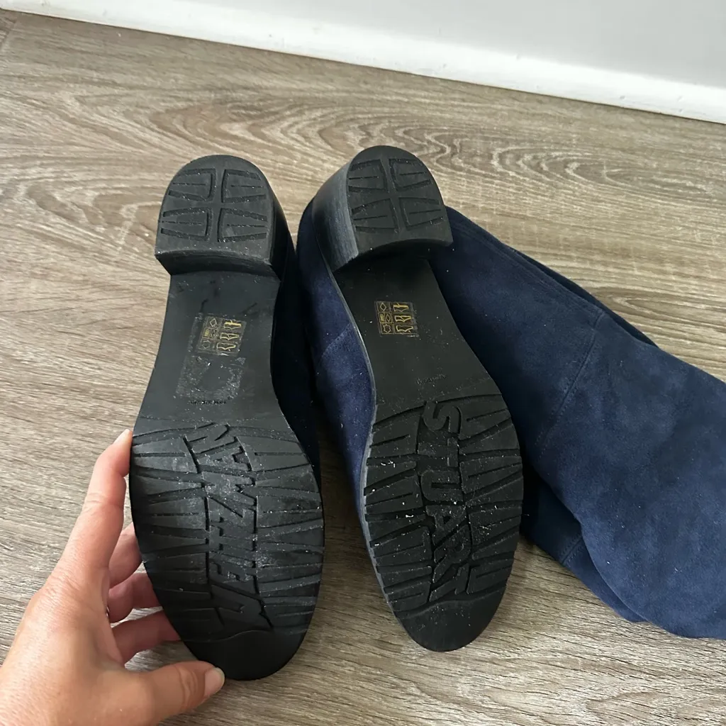 Stuart‎ Weitzman Lowland Navy Suede Over The Knee Boots 7.5 - Image 9