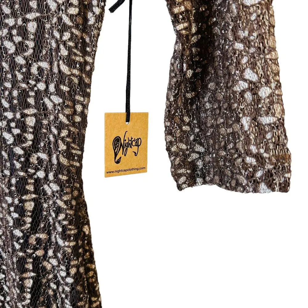 Nightcap by Carisa Rene Brown Cheetah Lace Deep V Neck Bodycon Mini Dress Med - Image 6