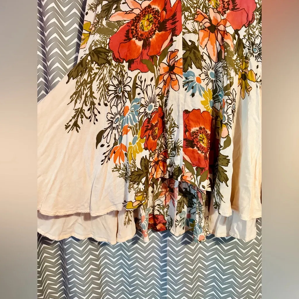 FREE PEOPLE | Backyard Party Floral Tunic Mini Dress, Size S - Image 4