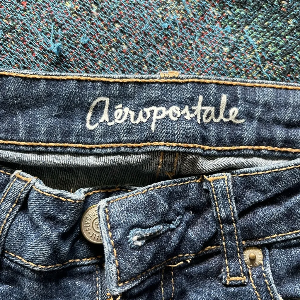 Aeropostale Blue Bayla Skinny Jeans Classic Style Y2K SZ 0 Low-Rise Straight Leg - Image 10