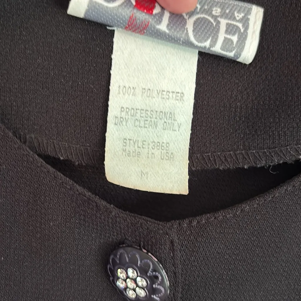 Dark Academia Vintage Chiffon Shirt Dress Witchy Whimsigoth Vampy Dolce Sz Med Black - Image 13