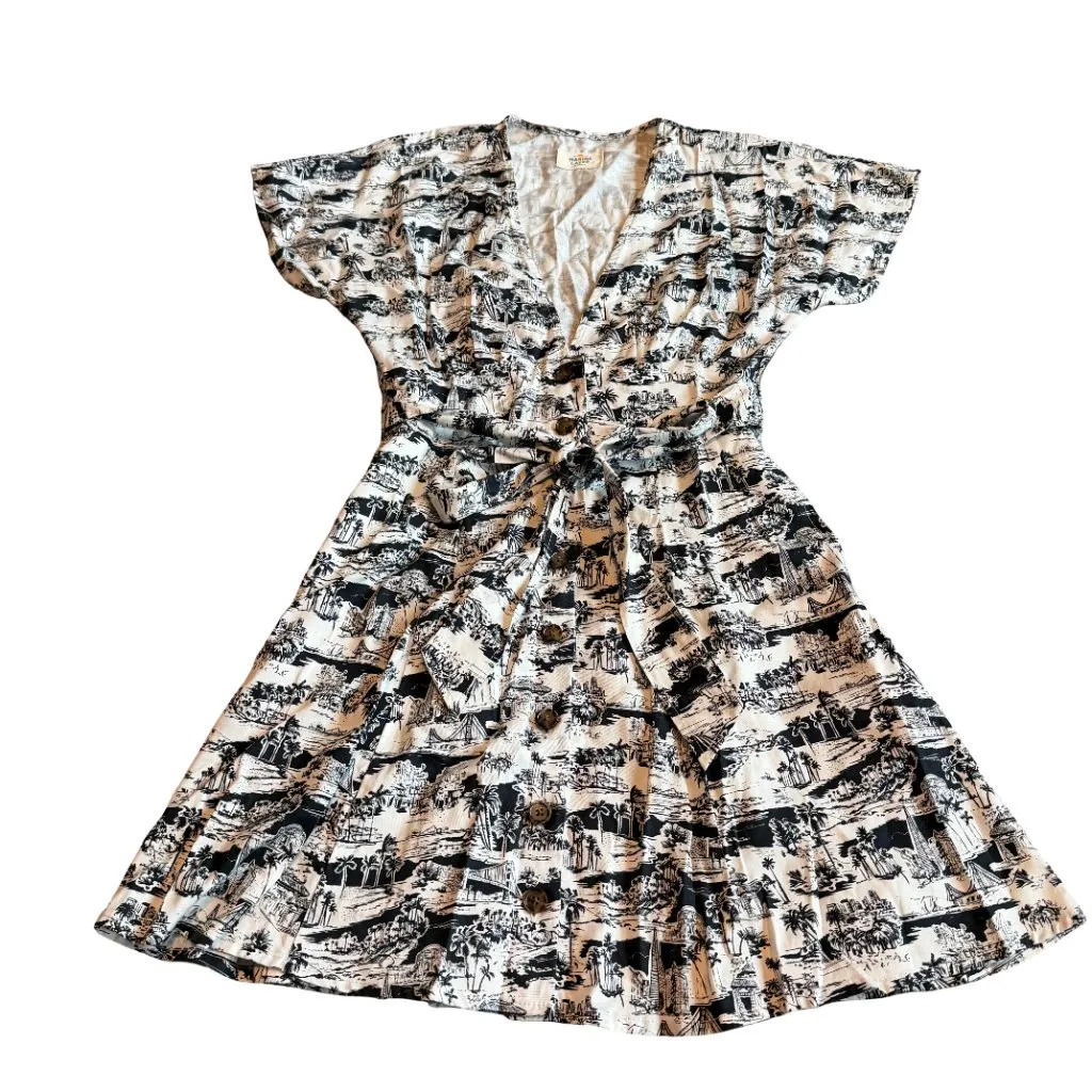 Marine Layer Camila Dress White Black Printed Button-Down Size X-Small Women's - Image 2