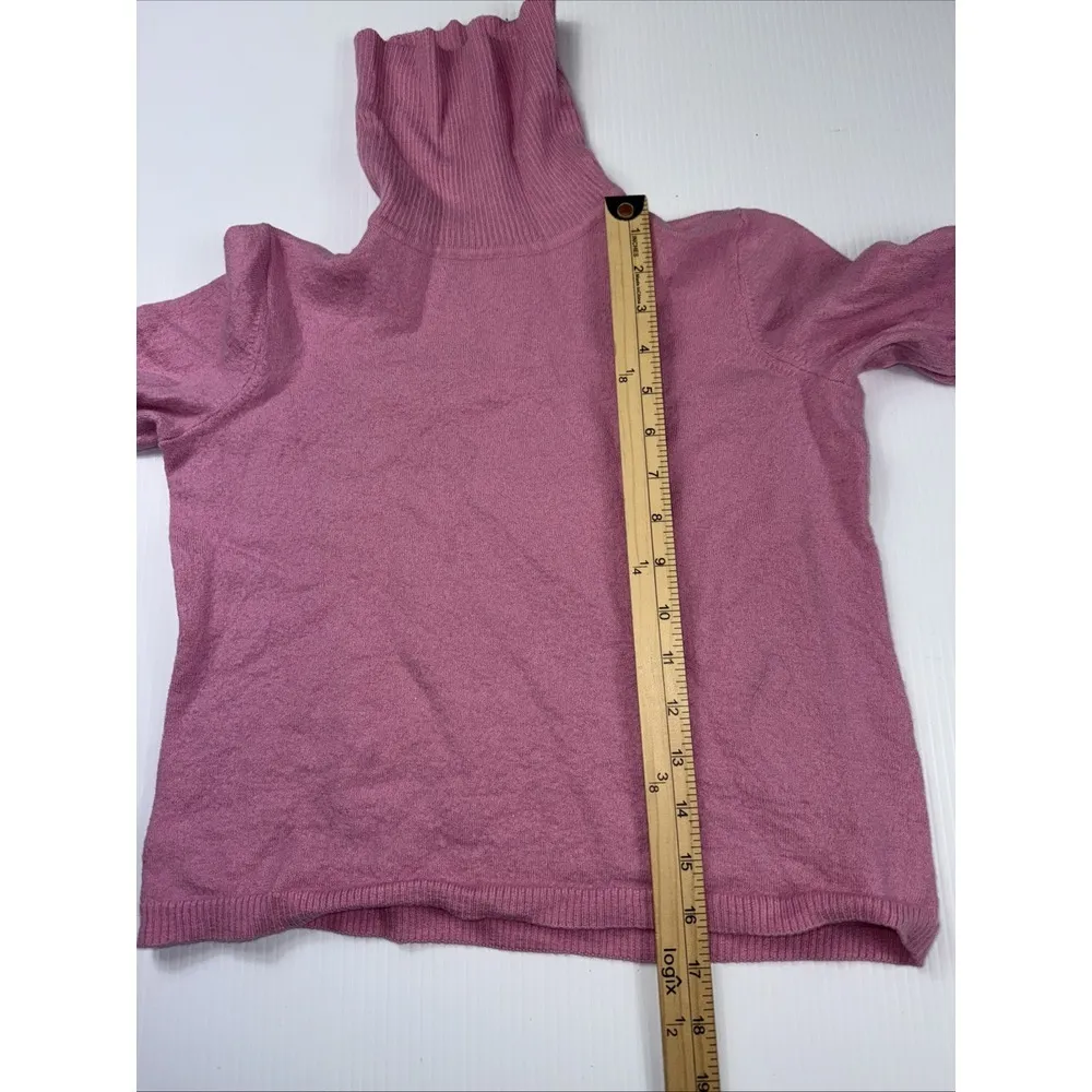 Pendleton Merino Wool Turtleneck Sweater Warm Winter Layering Top M Pink Cropped - Image 3