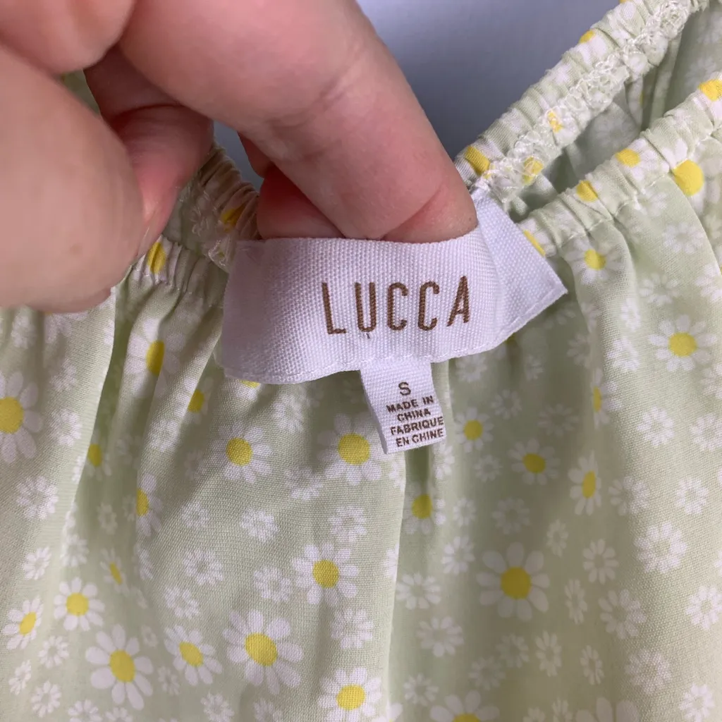 Lucca size small light green daisy flower tiered maxi dress boho cute dainty - Image 3