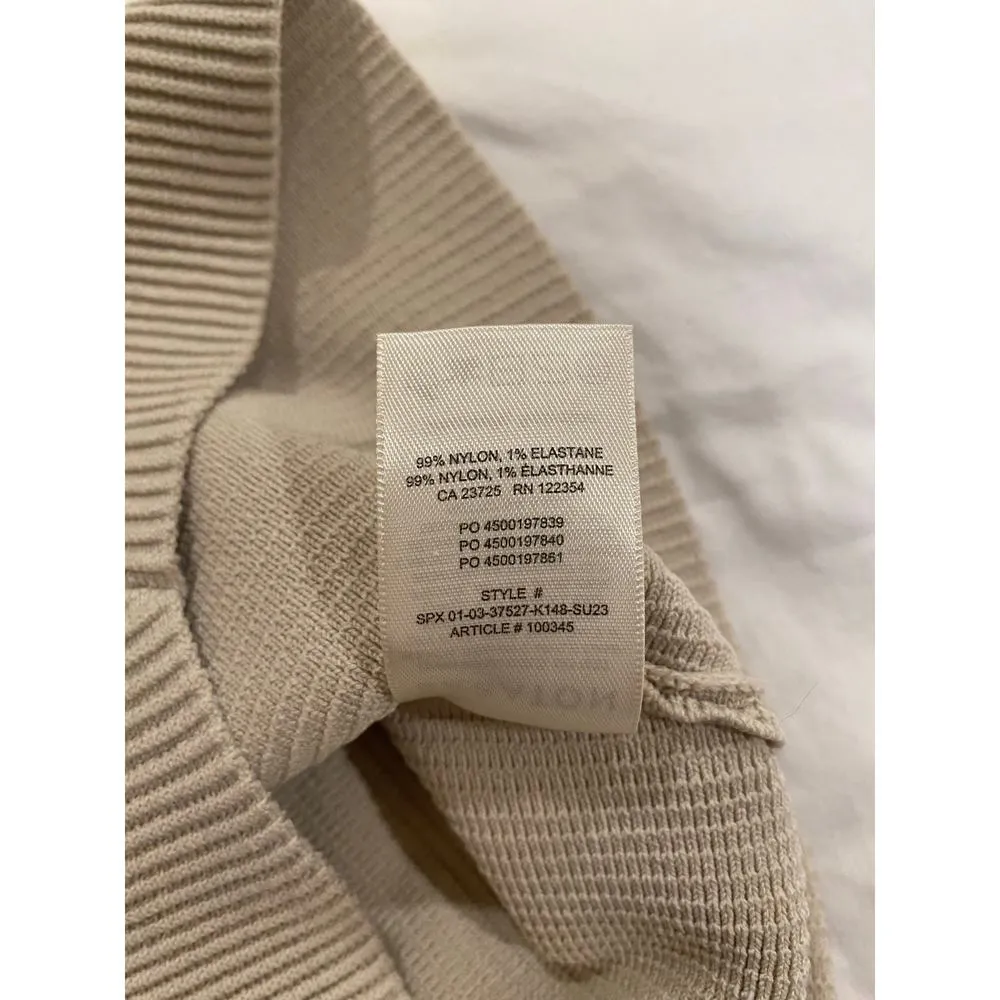 Aritzia Babaton Scoop Neck Sculpt Ribbed Knit Cropped Tank Top Beige Women Small - Image 8