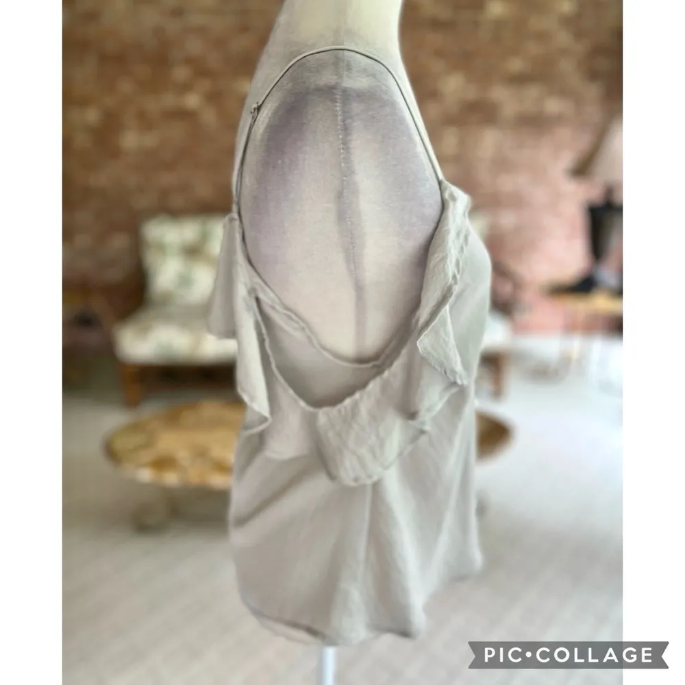 Key & Lime Flutter Sleeve Tank Top Cold Shoulder Tank Top Grey S Flowy Dressy Gray - Image 10