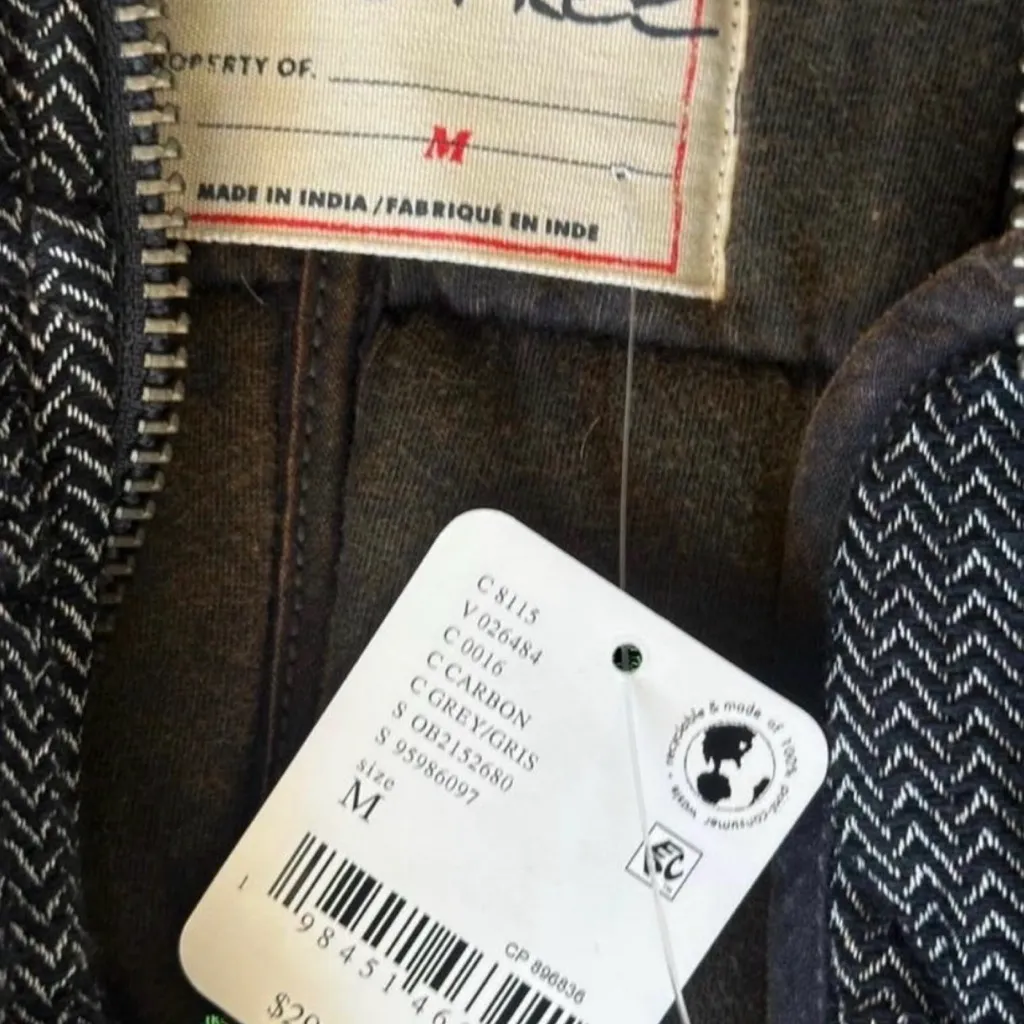 Free People Dolman Quilted Textured Denim Jacket in the color Carbon NWT - Image 2