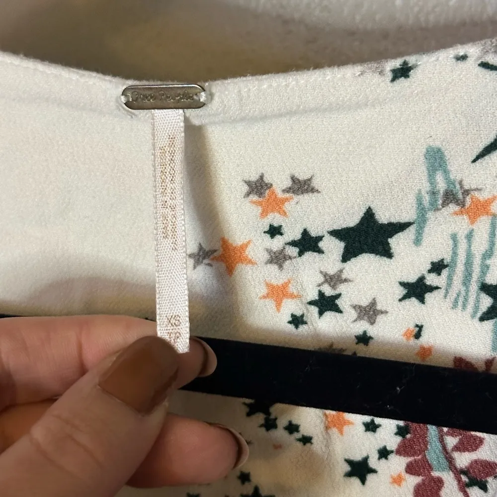 Free People Back To The Basics Ivory Floral Tunic Womens XS - Image 5