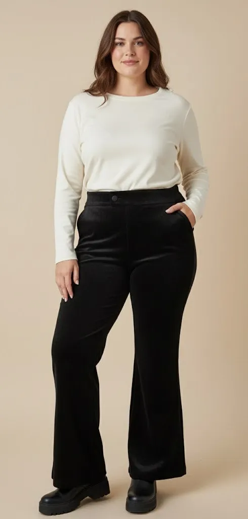 Universal Standard Velour Velvet Flared Dress Pants Black Size 40 NEW - Image 1