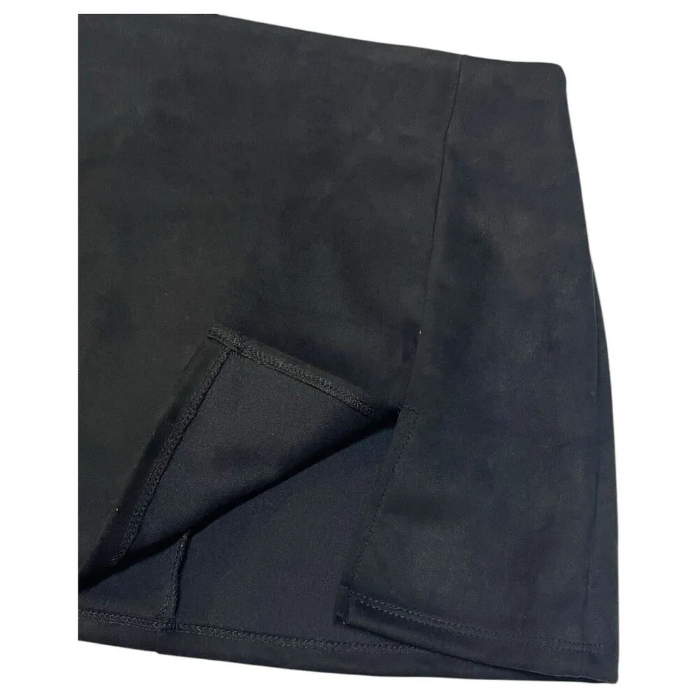 Altard State Mini Skirt Womens S Rory Suede Notch Slit Fitted Flirty Black - Image 12