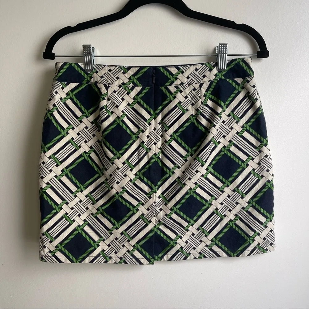 Vineyard Vines Nautical Rope Knot Navy Green Print Cotton Stretch Mini Skirt 2 - Image 3