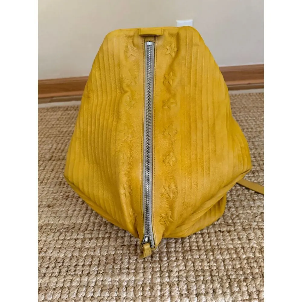 Opelle Mustard Yellow Genuine Leather Backpack Sling Bag Women Zip Closure - Image 3