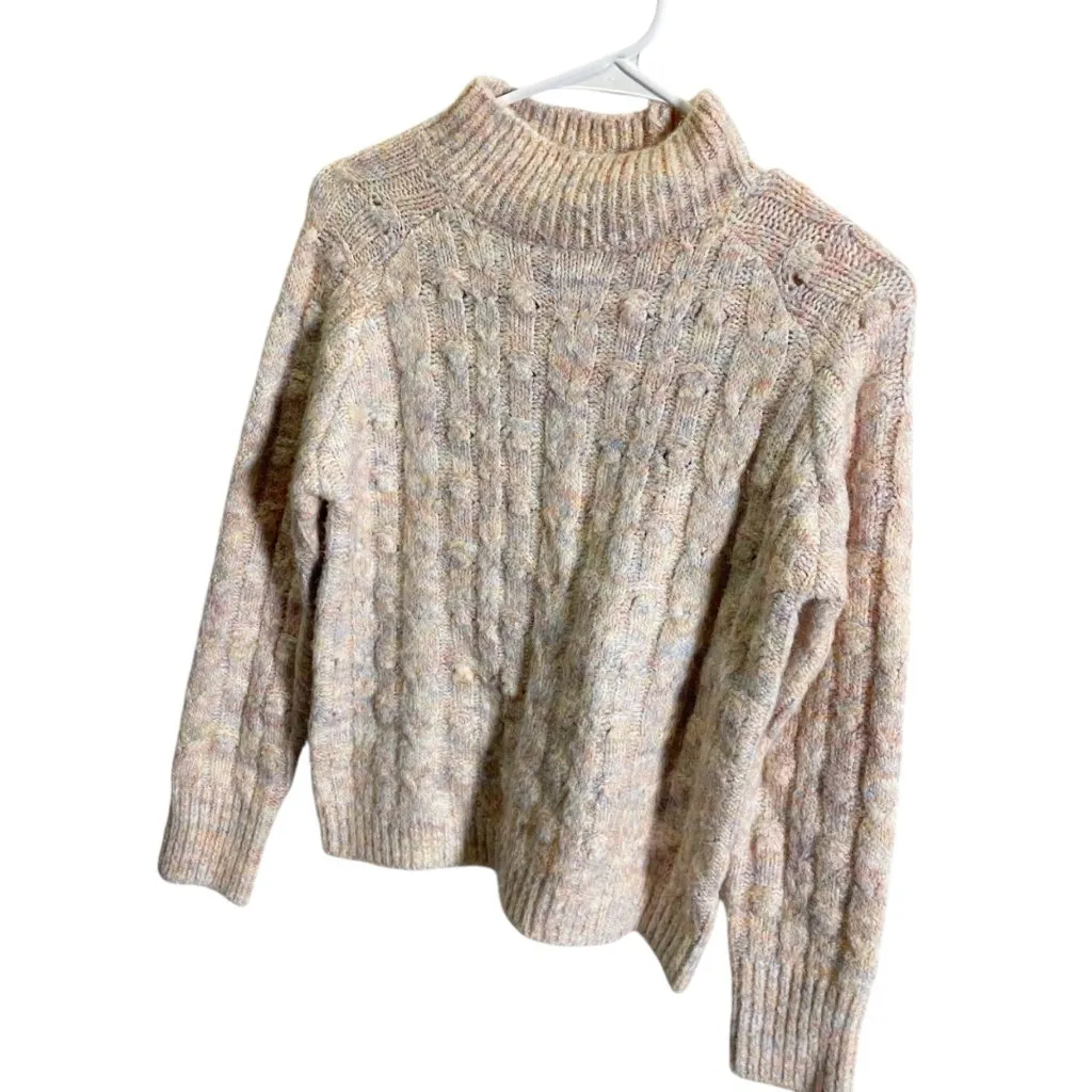 Heartloom XS Cable Knit Mock Neck Sweater Multicolor Wool Blend - Image 2
