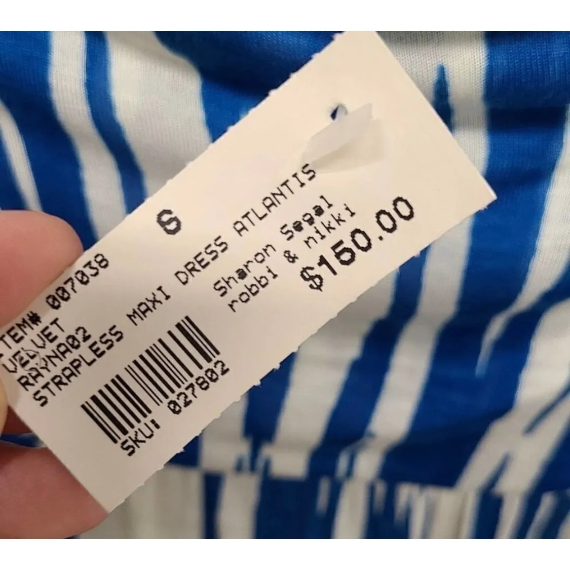 Velvet Maxi Strapless Blue Summer Dress Size 6 Tiered Relaxed Skirt Beachy - Image 5