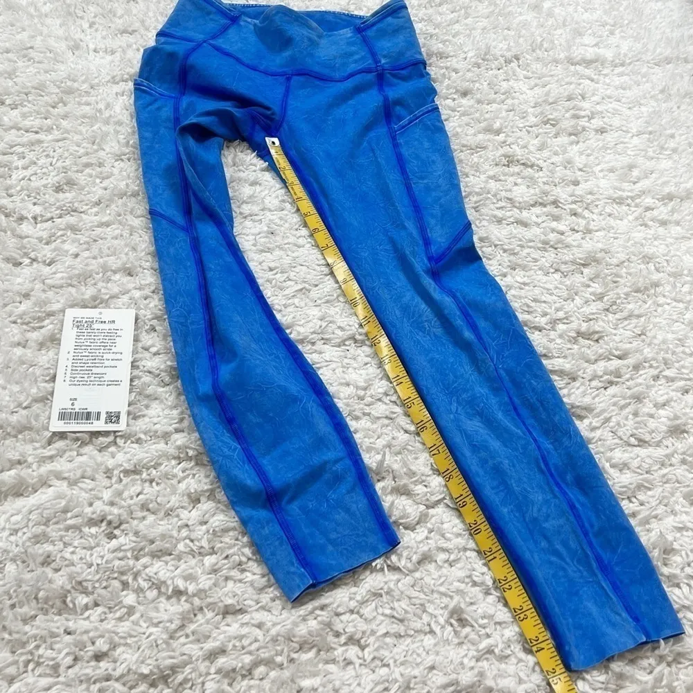 Lululemon Fast & Free High Rise Tight 25” 6 Ice Wash Dye Cerulean Blue Pockets - Image 12