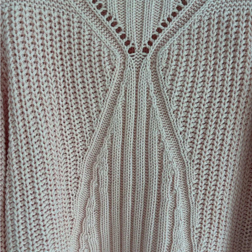 Aerie Sweater Womens MediumLight Pink Scalloped Hem Cropped‎ Bell Sleeve Preppy - Image 8