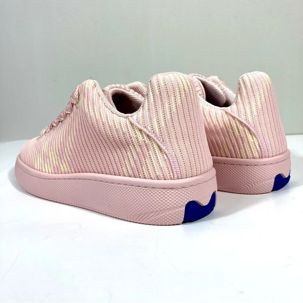 Burberry Knit Low Top Sneakers Cameo Pink Check Size 38 5 UK 8 US NEW - Image 2