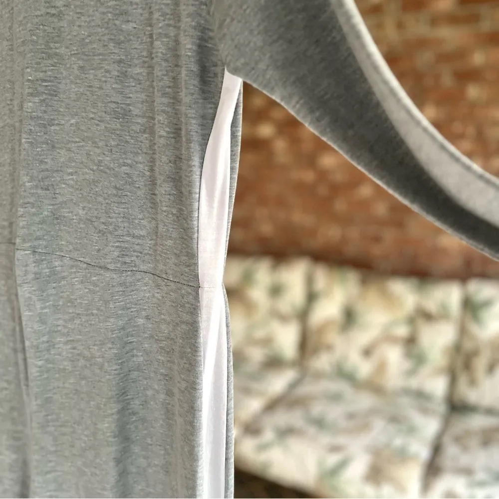 NWT Boohoo Jumpsuit Bodysuit Side Stripe Knit Grey Long Sleeve Mock Neck 14 Chic - Image 7