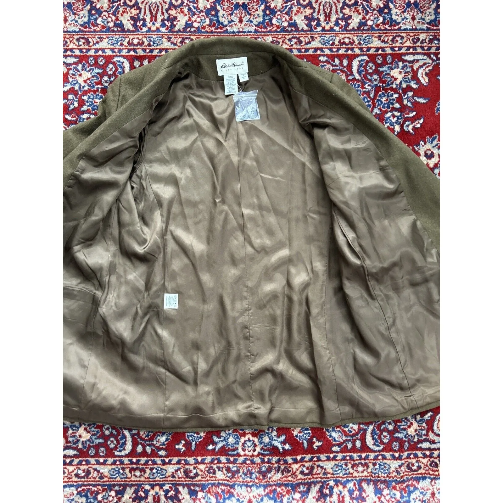 Eddie Bauer Wool Blend Jacket Womens Medium Brown Lined Button Coat Vintage - Image 4