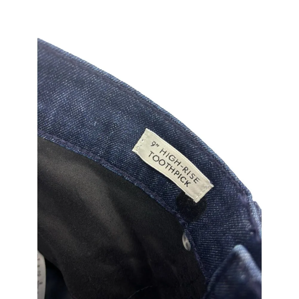 J. Crew Jeans Womens 27 9" High Rise Toothpick Skinny Blue Velvet Polka Dot - Image 5